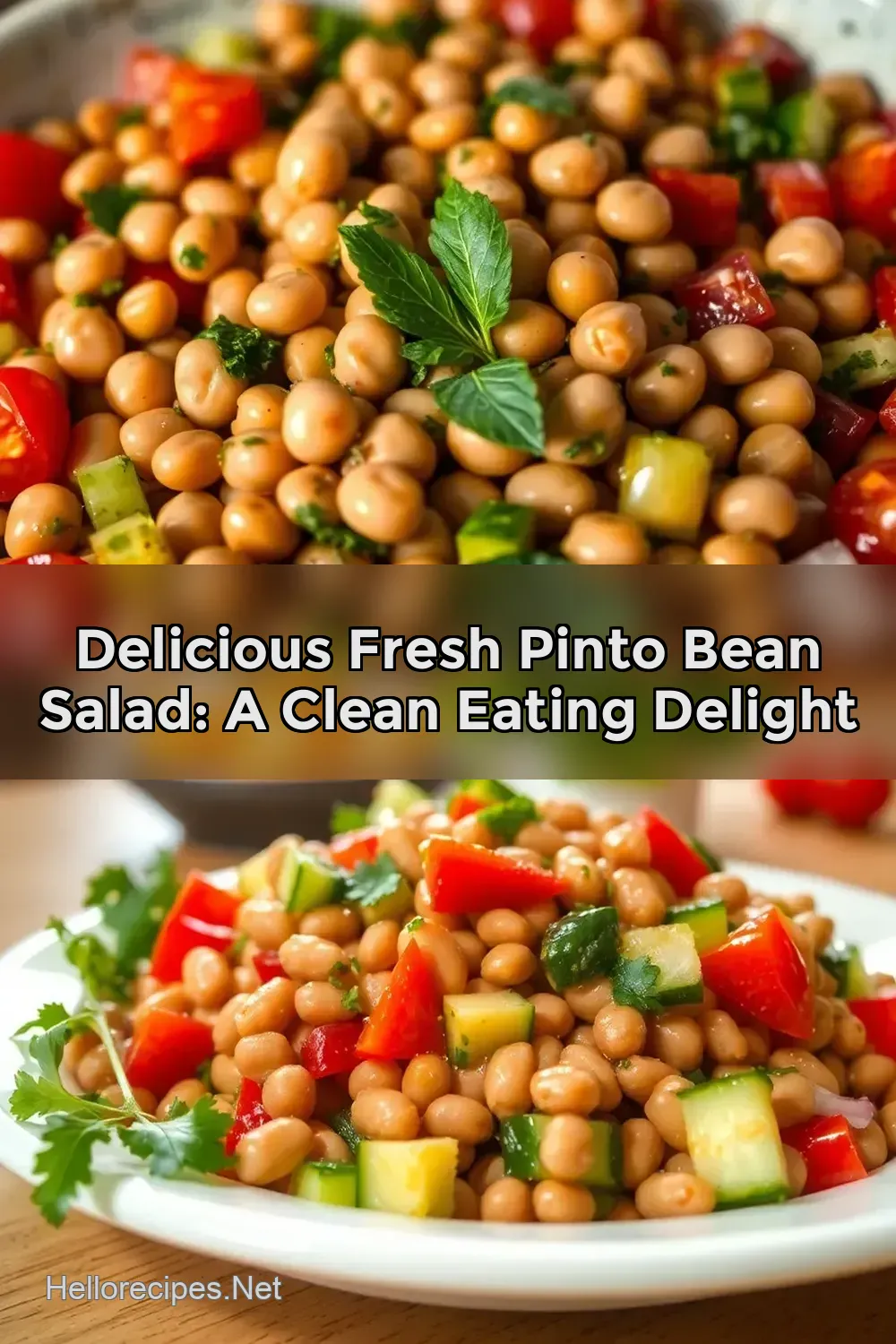 Garden Fresh Pinto Bean Salad with Herb Vinaigrette - Hello…