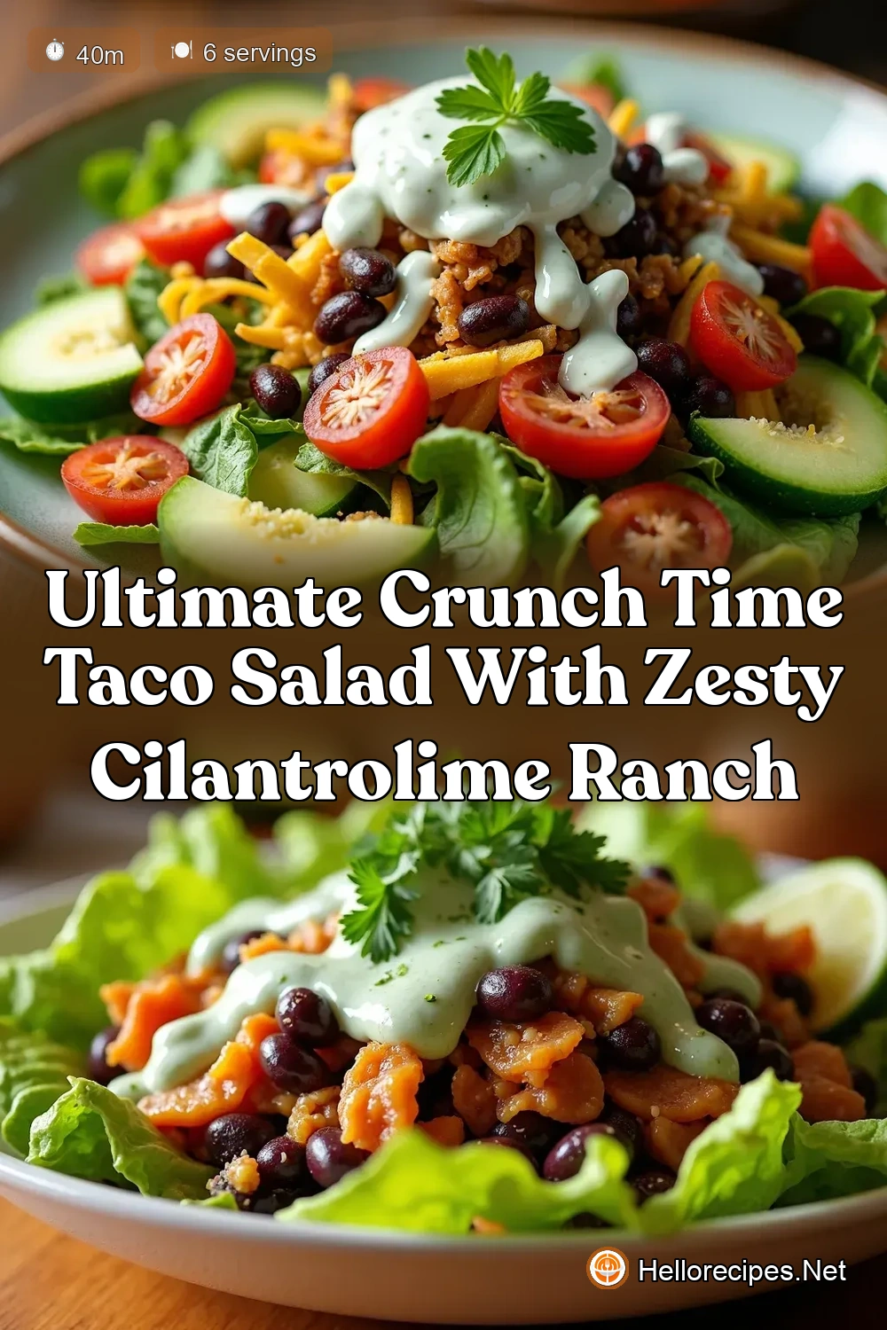 The Ultimate Crunchy Taco Salad with Homemade Ranch - Hello…