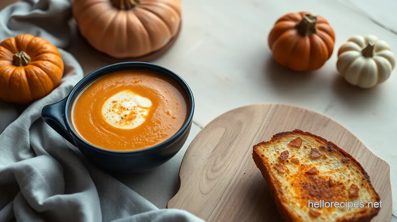 Spicy Pumpkin Soup with Grilled Cheese