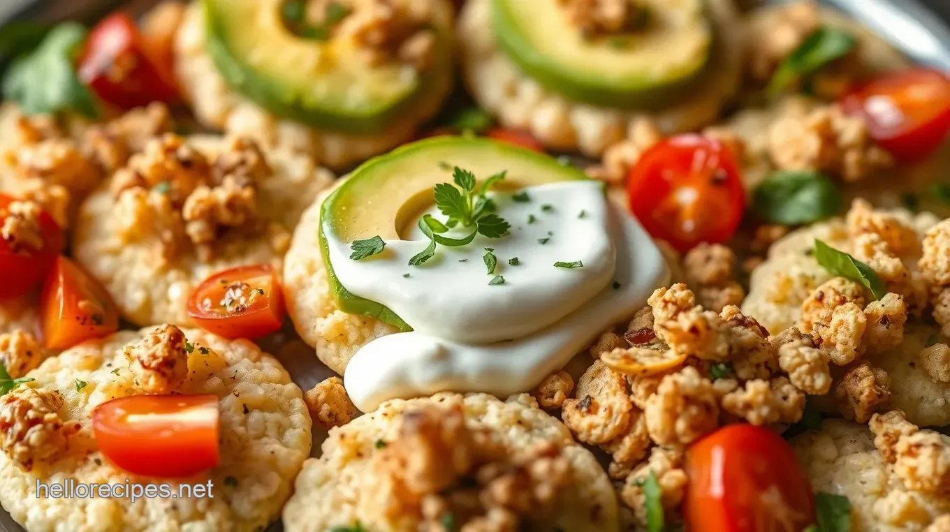 Savory Quaker Rice Cakes with Avocado Cream and Toppings