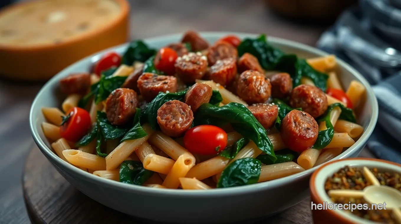 Smoky Sausage and Spinach Pasta Delight