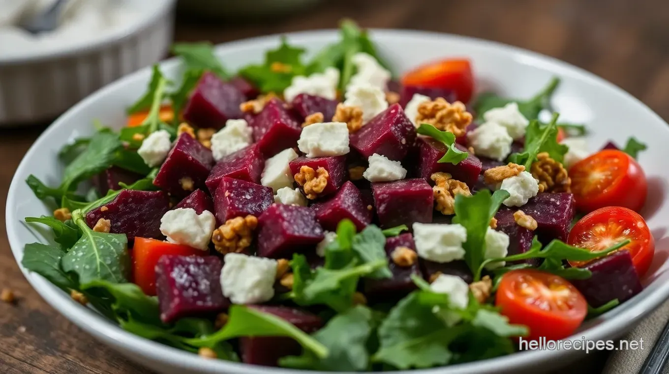 Easy & Delicious Beet Arugula Goat Cheese Salad: A Flavorful Summer Delight Vibrant Beet Arugula and Goat Cheese Salad