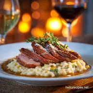 Al Fresco Fall Candlelight Dinner: Pan-Seared Duck with Cider Risotto