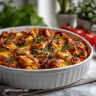 Baked Tortellini Tomato and Meat Sauce: Easy Cheesy Casserole
