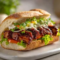 BBQ Rib Sandwich: Succulent Meat & Mahogany Glaze