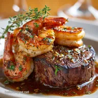 Surf and Turf: Bistro Filet Mignon with Garlic Prawns