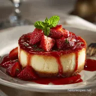 Flawlessly Smooth Baked Strawberry Cheesecake with Strawberry Topping