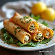 Mediterranean Crispy Feta Rolls with Lemon Drizzle