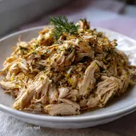 Easy Lemon Herb Chicken Crock Pot Shredded Chicken: 10 Min Prep