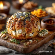 Autumnal Everything Bagel Cheeseball Recipe Pumpkin Shape