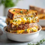 Grilled Cheese Patty Melts for 4 Servings with Golden Crust