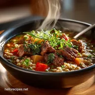Rich Hearty Beef and Pearl Barley Soup Recipe