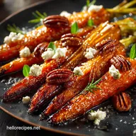 Honey Glazed Roasted Carrots with Candied Pecans and Goat Cheese