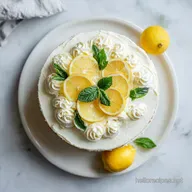 Lemon Cooler Cream Cake for 12 Servings with Creamy Frosting
