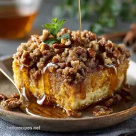 Overnight Pumpkin French Toast Casserole with Pecan Streusel