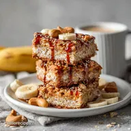 Peanut Butter Banana Oatmeal Breakfast Bars: Baked