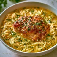 Roasted Garlic Noodle Soup with Chicken