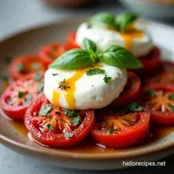 Easy Roasted Tomatoes with Burrata Basil Drizzle
