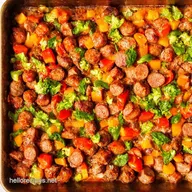 Sausage Veggie Sheet Pan Rainbow Dinner Easy Cleanup