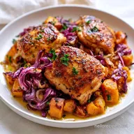 Sheet Pan Chicken with Red Cabbage and Sweet Potatoes