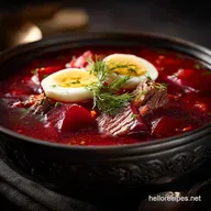 Traditional Ukrainian Classic Borscht Soup Hearty Beef Beet