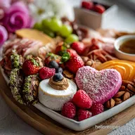 Valentine s Day Charcuterie Board Idea with Heart Shaped Cheeses: Velvety Brie