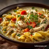 Homemade Creamy Chicken Noodle Soup with a Proper Velvety Broth