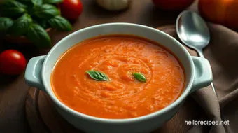 My Best Easy Soup Recipes: Creamy Tomato Basil Soup for Cozy Nights recipe card