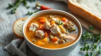 Simmered Turkey Soup with Savory Veggies