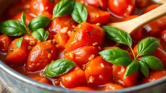 Simmering Fresh Roma Tomatoes for Zesty Marinara