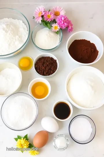 Beautiful Chocolate Cake with Fresh Flowers ingredients