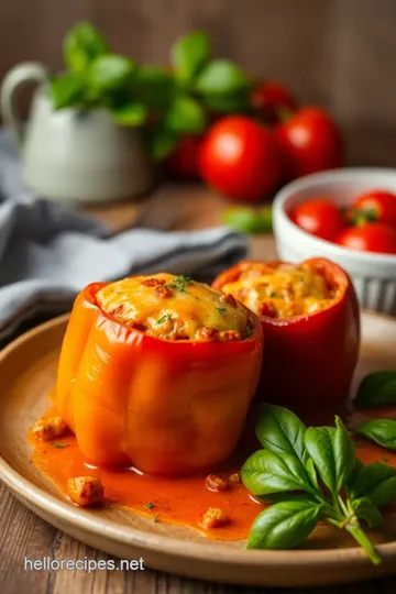 Cheesy Nacho Beef Stuffed Peppers presentation