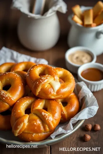 Boiled Cheese Pretzels with Sweet Filling presentation