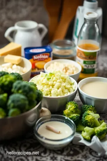 Cheesy Comfort: Cream of Broccoli and Cheddar Soup ingredients