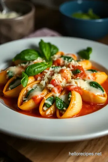 Cheesy Delight: Classic Stuffed Shells with Ricotta and Spinach presentation