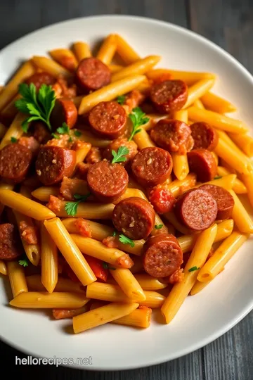 Creamy Kielbasa Pasta Skillet presentation