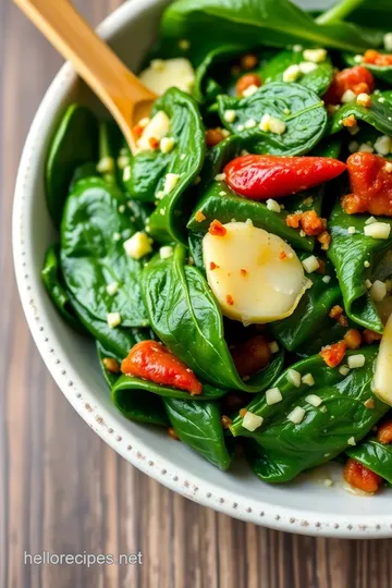 Stir-Fried Fresh Spinach with Garlic & Lemon presentation