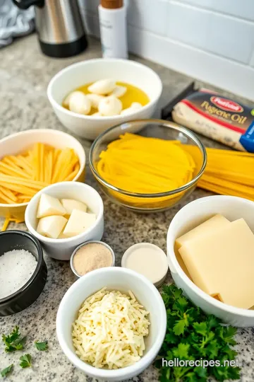 Creamy Garlic Parmesan Pasta ingredients