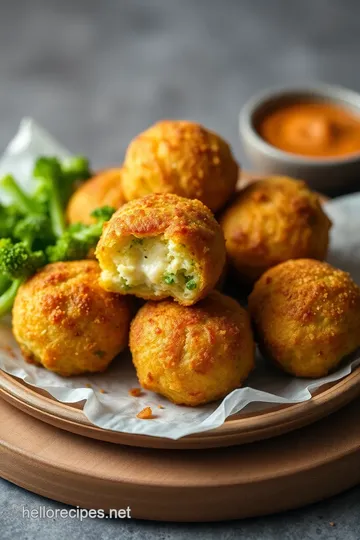 Fried Broccoli Cheese Balls - Crispy Snack presentation