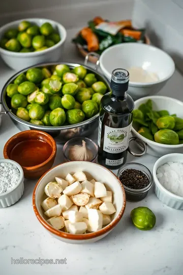 Golden Roasted Brussels Sprouts with Garlic and Balsamic Drizzle ingredients
