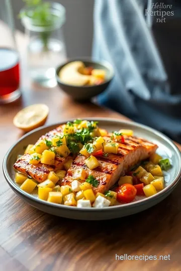 Grilled Salmon with Tropical Mango Salsa presentation