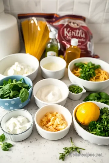 Creamy Fresh Herb Pasta ingredients