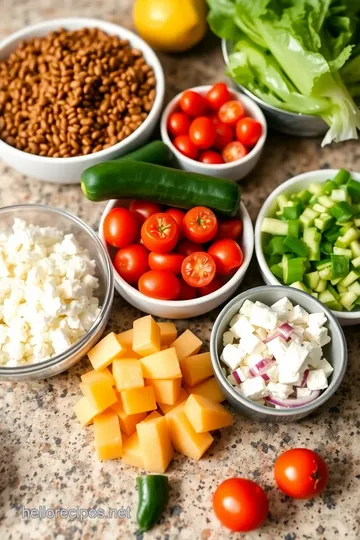 Lemony Lentil Salad with Feta ingredients