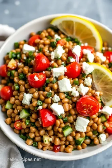 Lemony Lentil Salad with Feta presentation