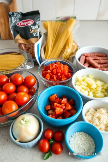 Sausage and Fresh Tomato Pasta ingredients