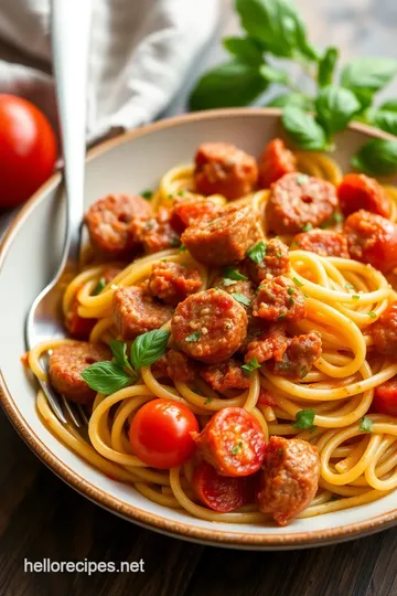 Sausage and Fresh Tomato Pasta presentation