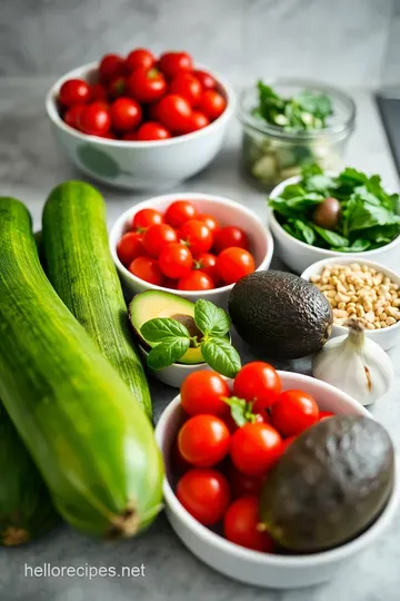 Raw Vegan Zucchini Linguine with Avocado Pesto ingredients