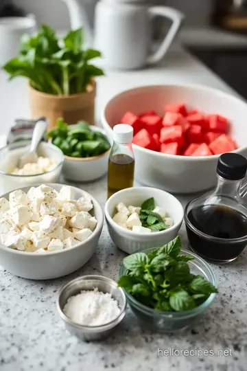 Refreshingly Sweet and Savory: Watermelon and Feta Salad ingredients