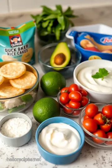 Savory Quaker Rice Cakes with Avocado Cream and Toppings ingredients