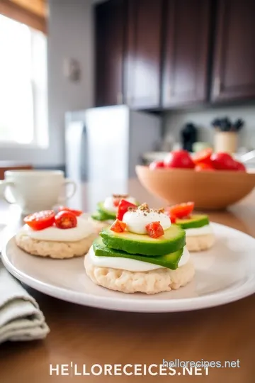 Savory Quaker Rice Cakes with Avocado Cream and Toppings steps